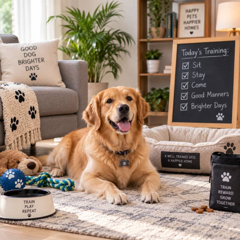 Cozy Golden Retriever Training Day